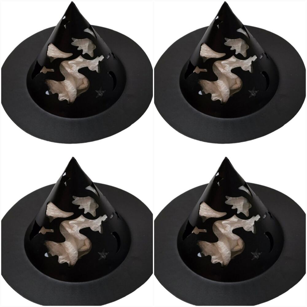 4 - Black metal Halloween candle Toppers